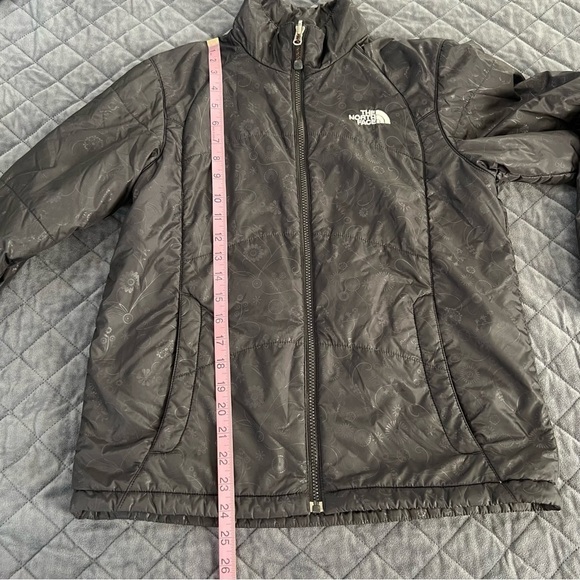 The North Face Jacket Coat Girls Large Floral Puffer Black Zip Up Soft Shell C1 - Picture 10 of 10